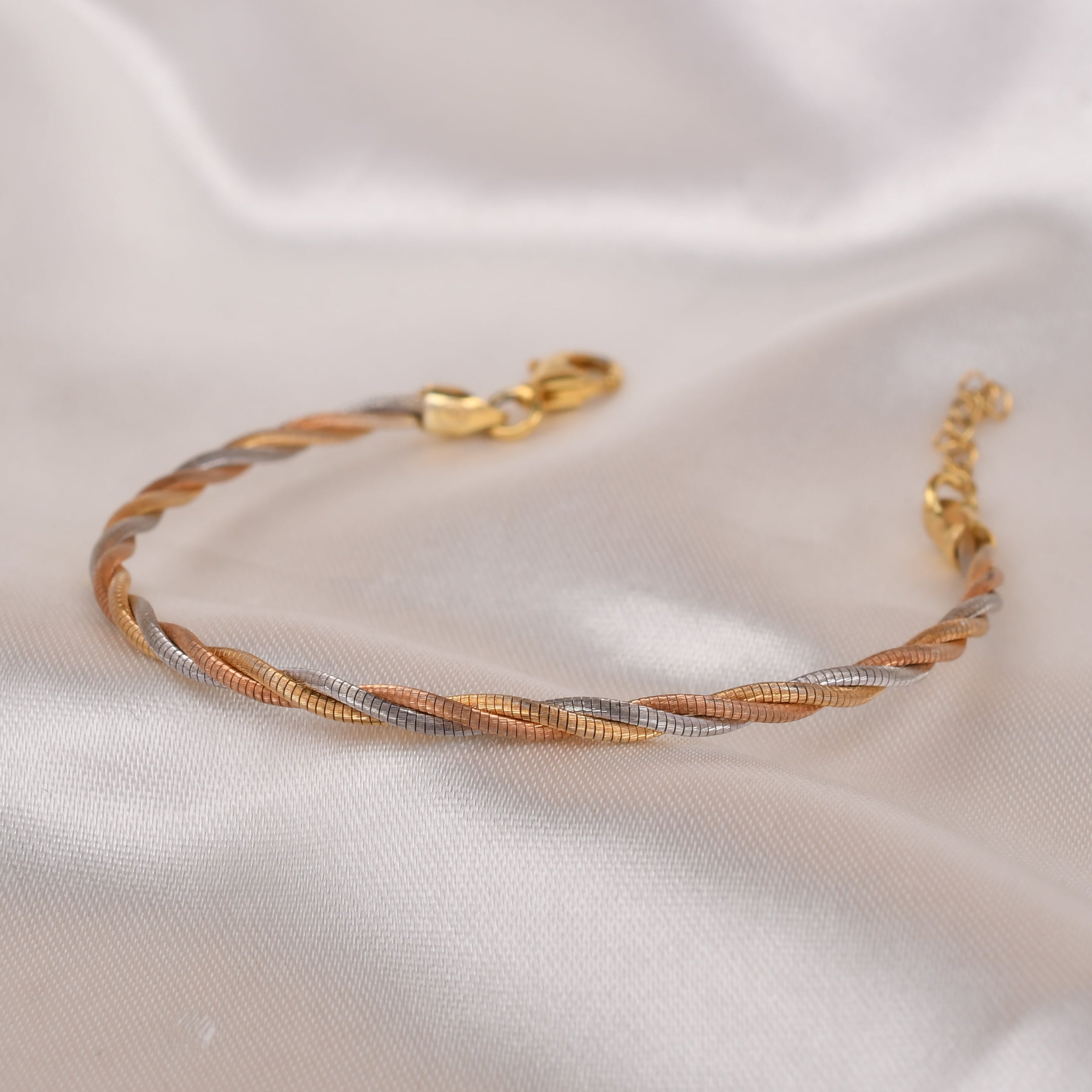 Slim Triple Tone Weave Bracelet