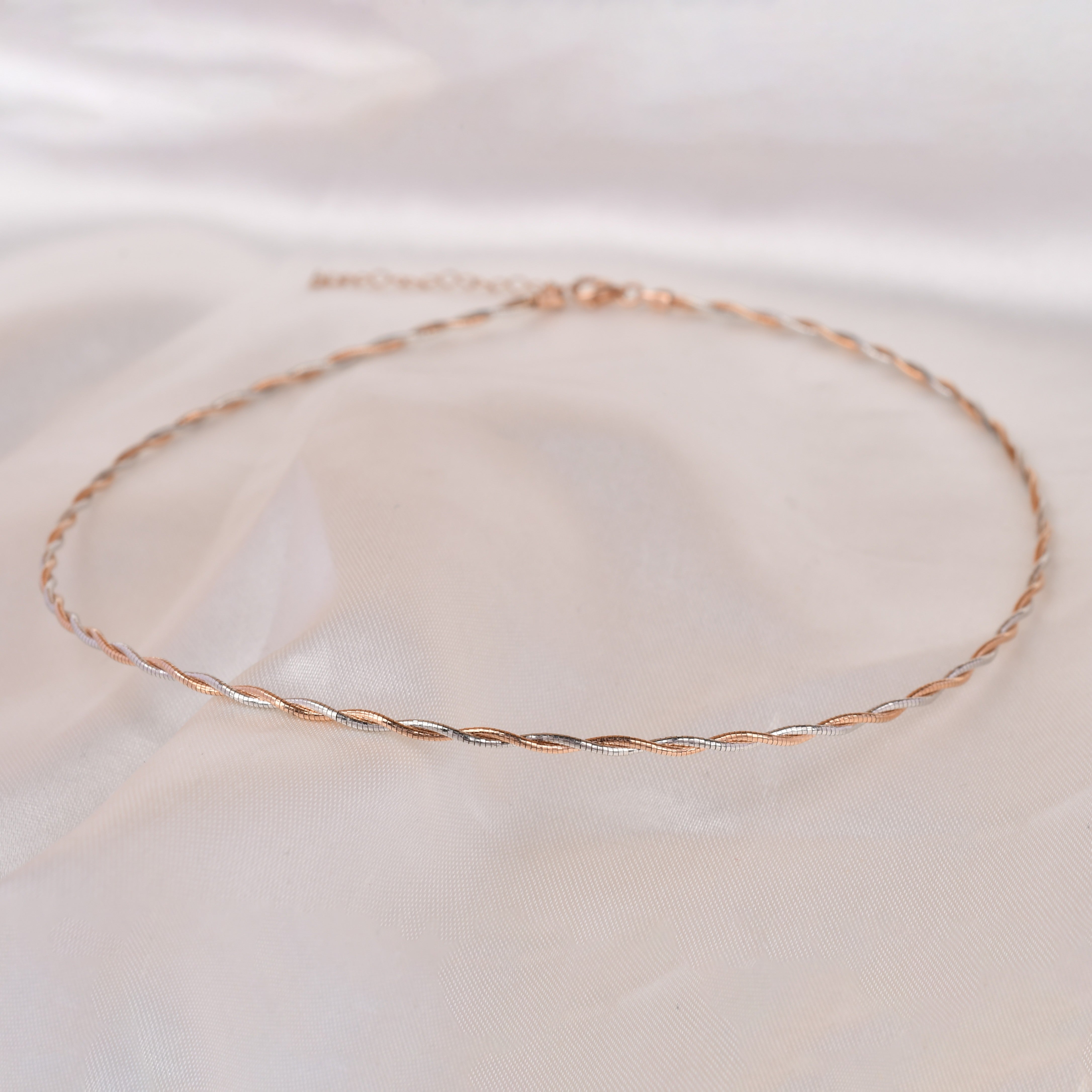 Dual Tone Twist 925 Silver Chain