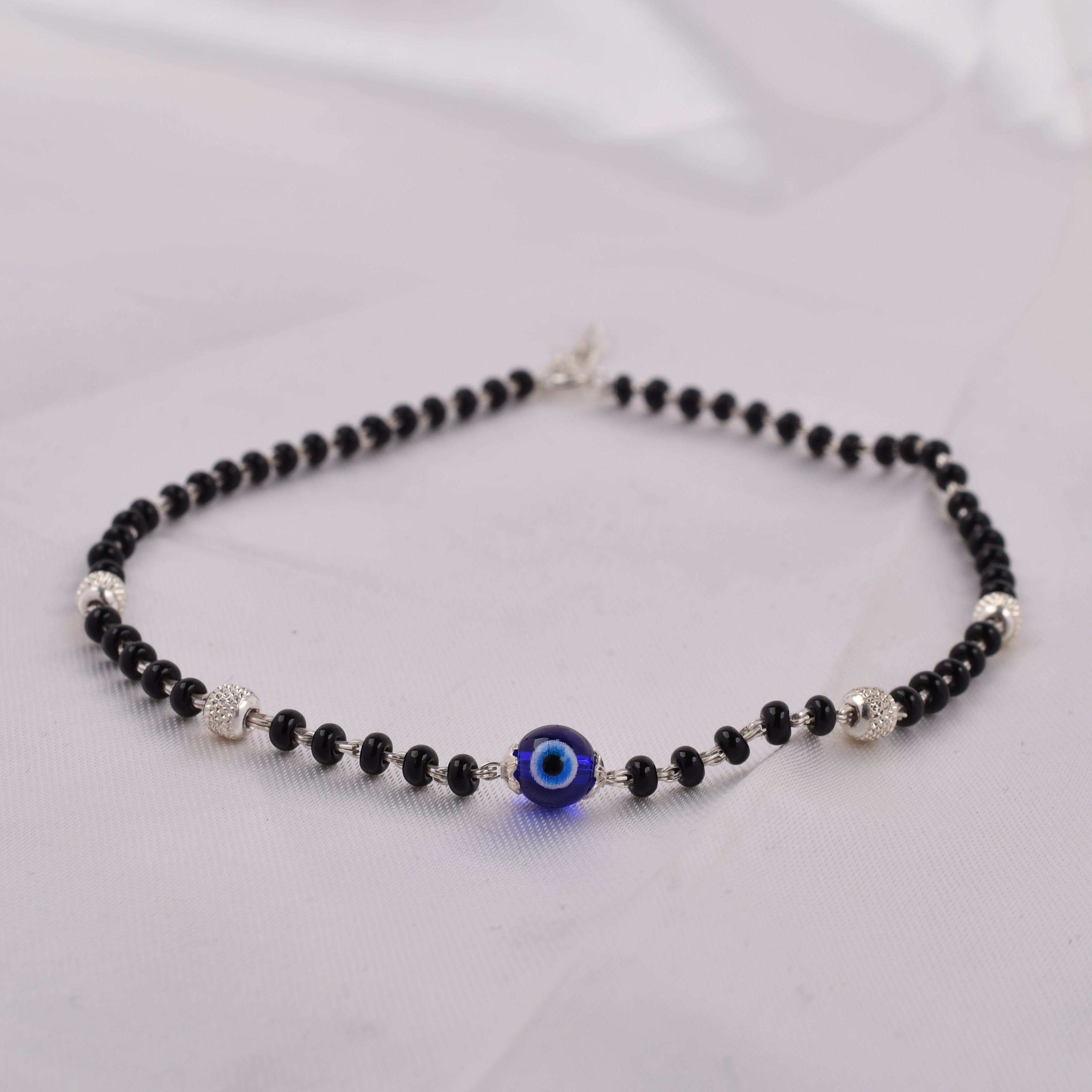 Nazar Black Bead 925 Silver Anklet