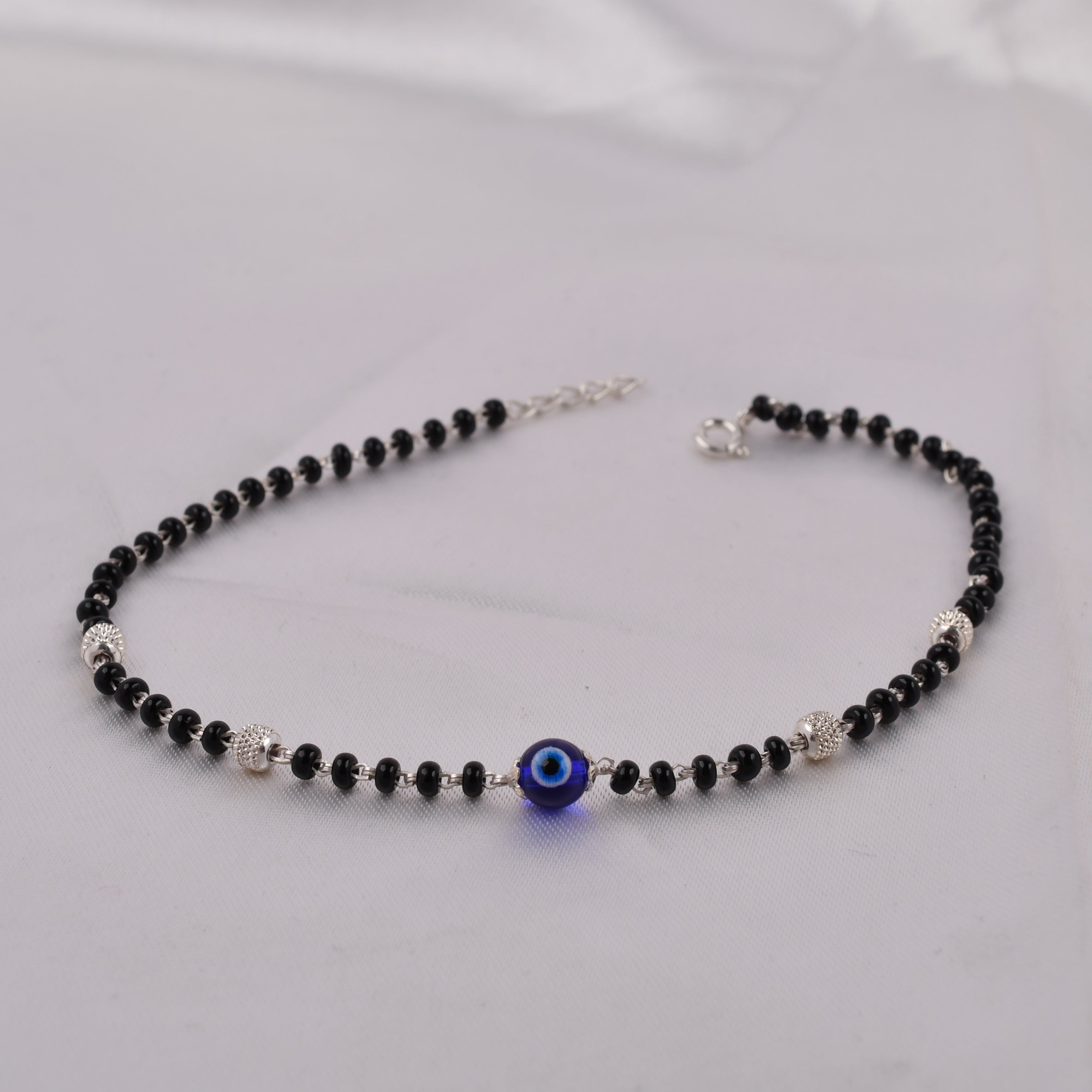 Nazar Black Bead 925 Silver Anklet