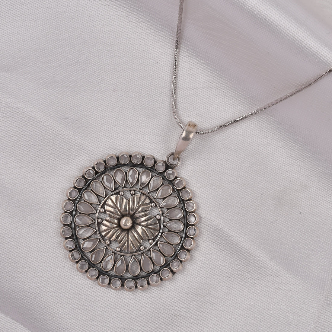 Floral Mandala 925 Silver Pendant