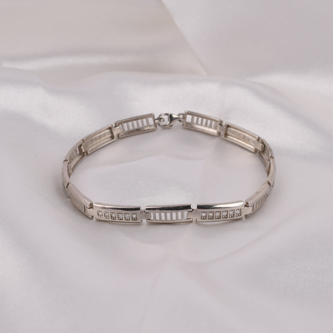 925 Silver Men's Geometric Link Bracelet
