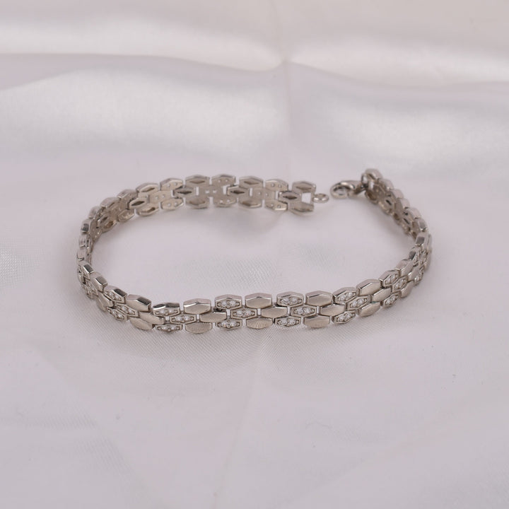 925 Silver Hexagon Link Bracelet for Men