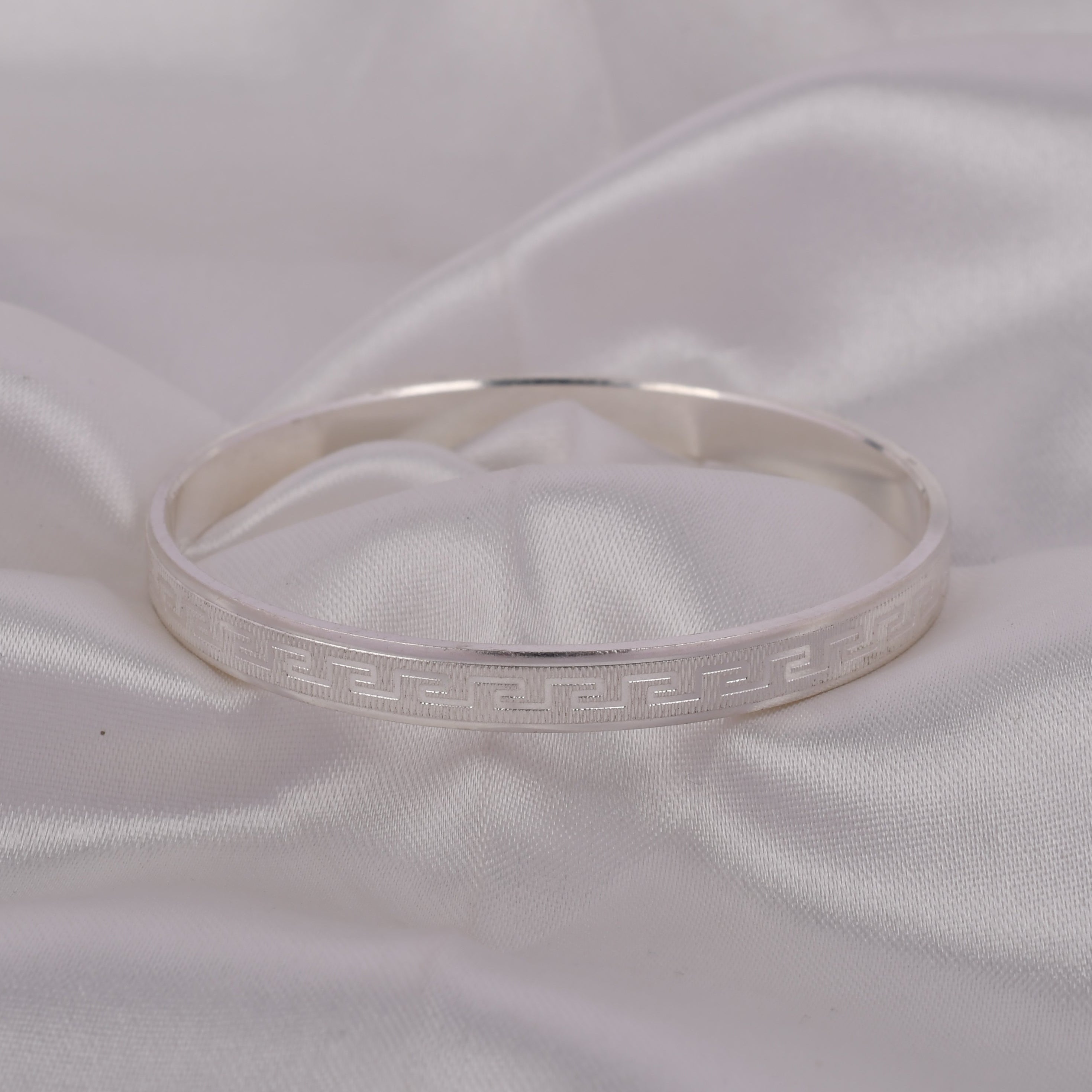 Greek Line 925 Silver Kada for Men