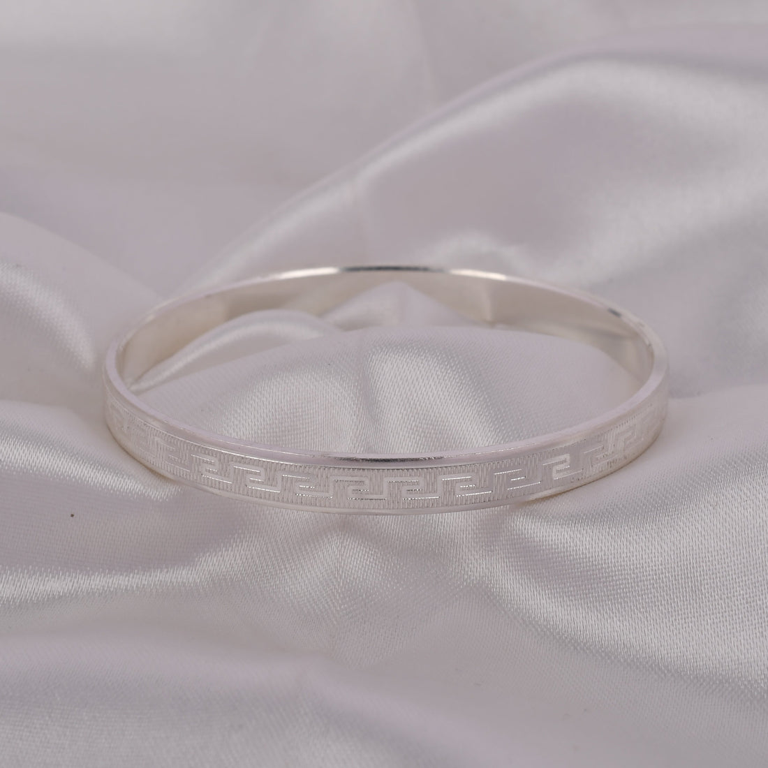 Greek Line 925 Silver Kada for Men