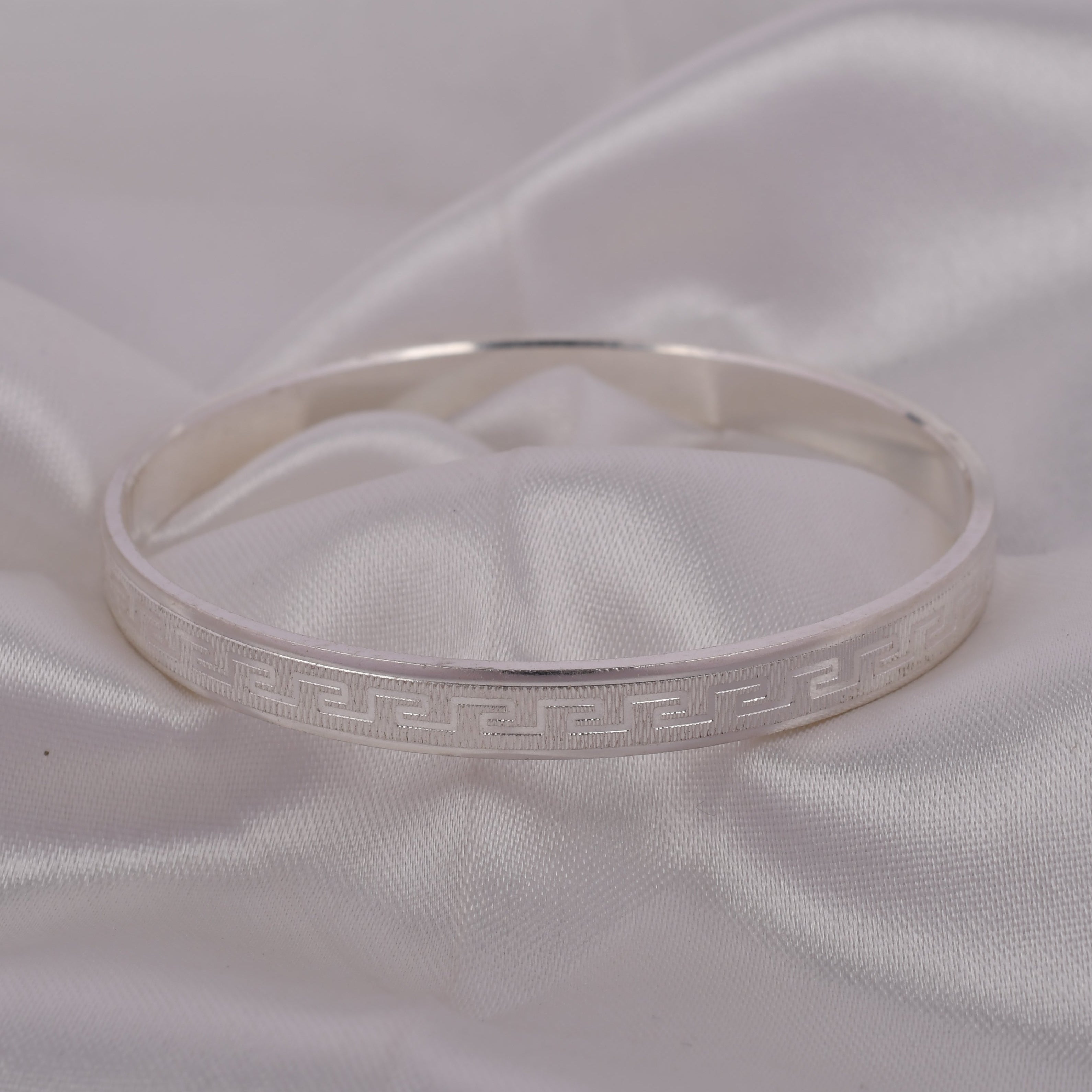 Greek Line 925 Silver Kada for Men