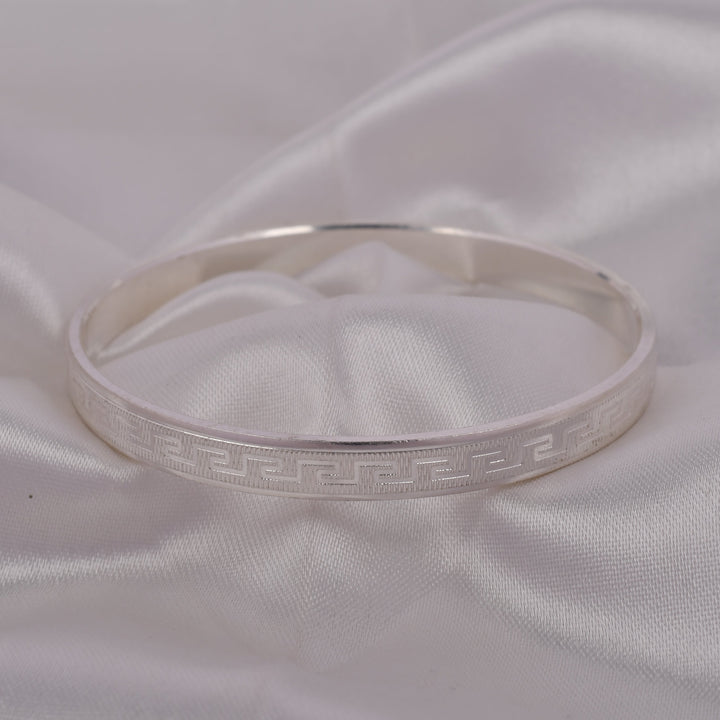 Greek Line 925 Silver Kada for Men