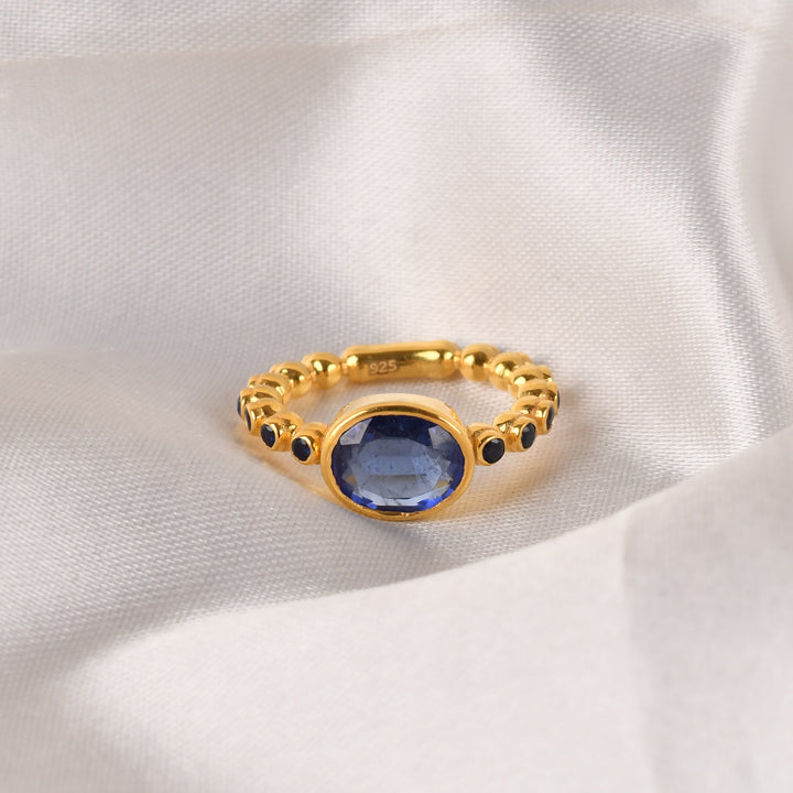 925 Silver Sapphire Bubble Band Ring
