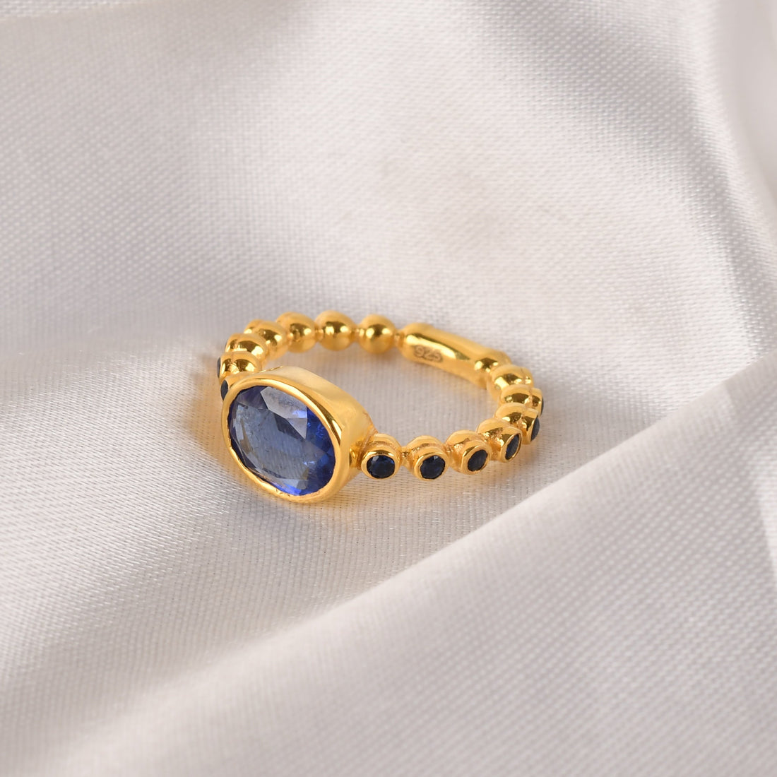 925 Silver Sapphire Bubble Band Ring