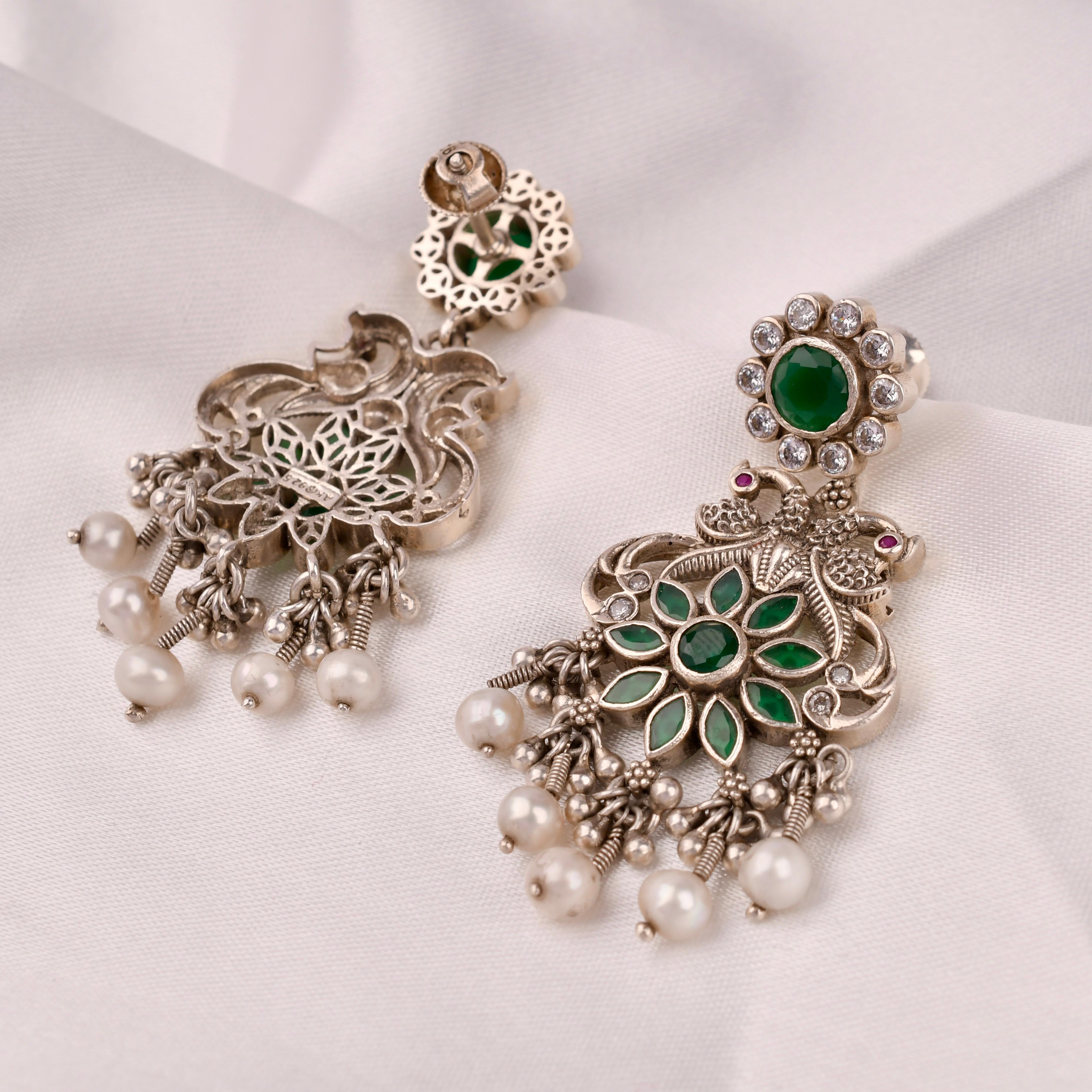 Emerald Mayur Pearl Drop Earrings