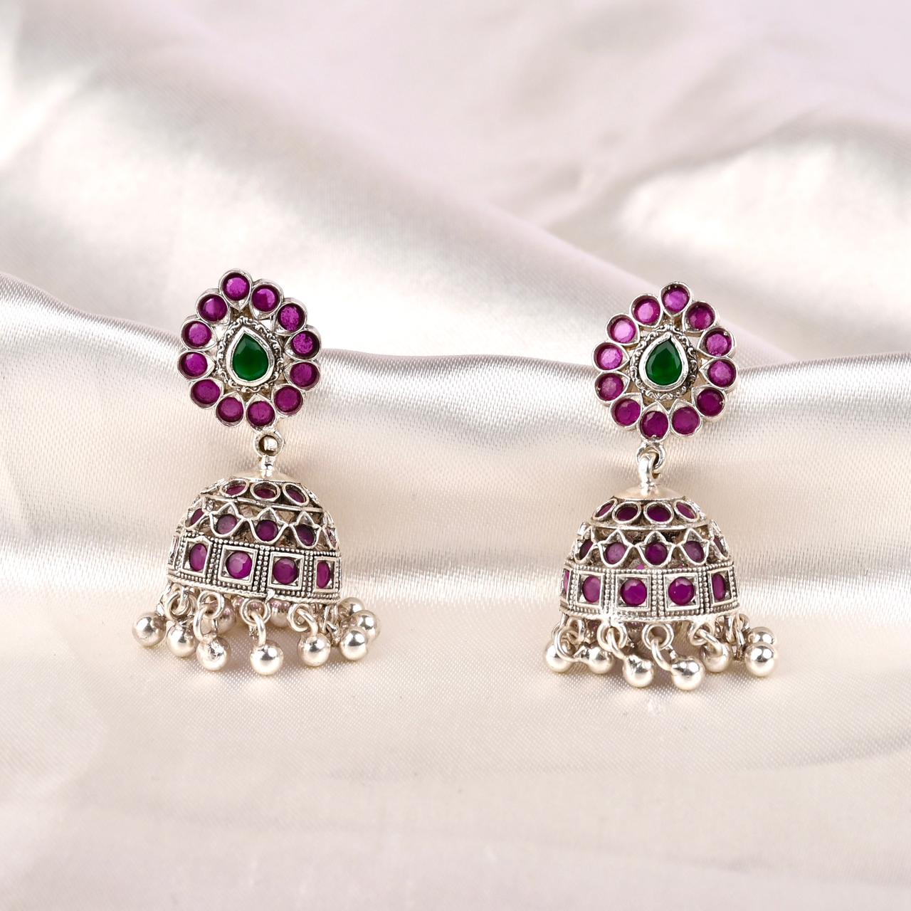 Ruby Green Classic Jhumkas
