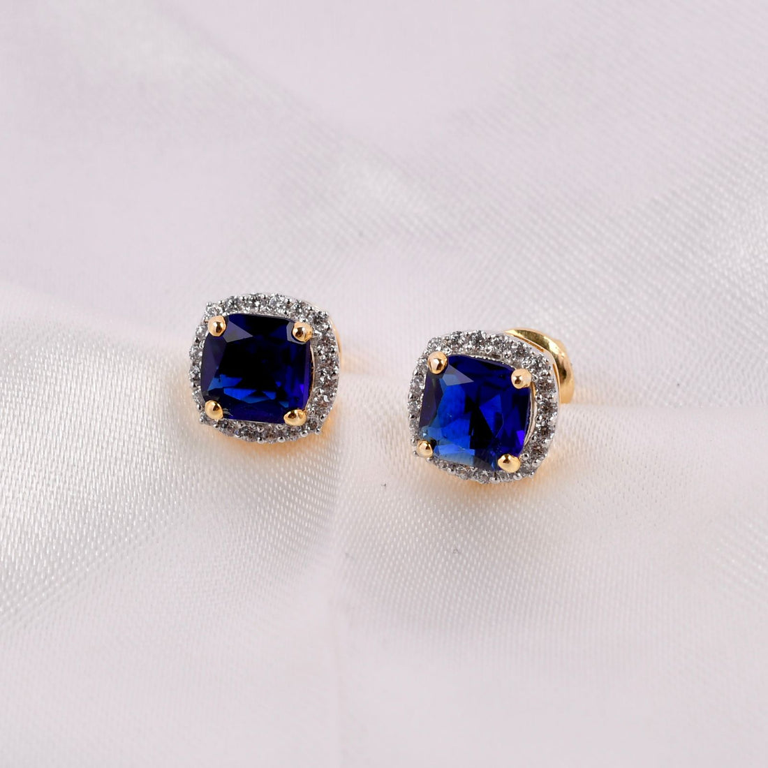 Cobalt Halo Stud Earrings