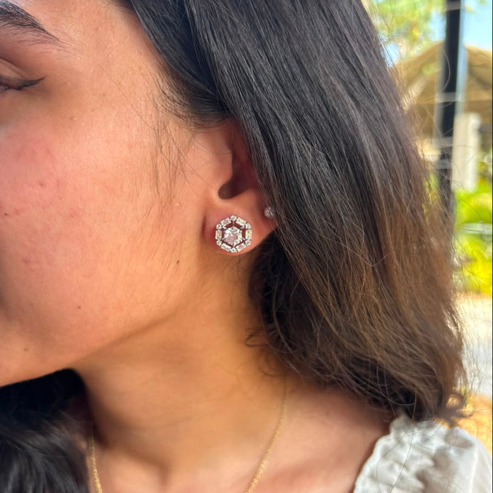 Swarovski Halo Silver Studs