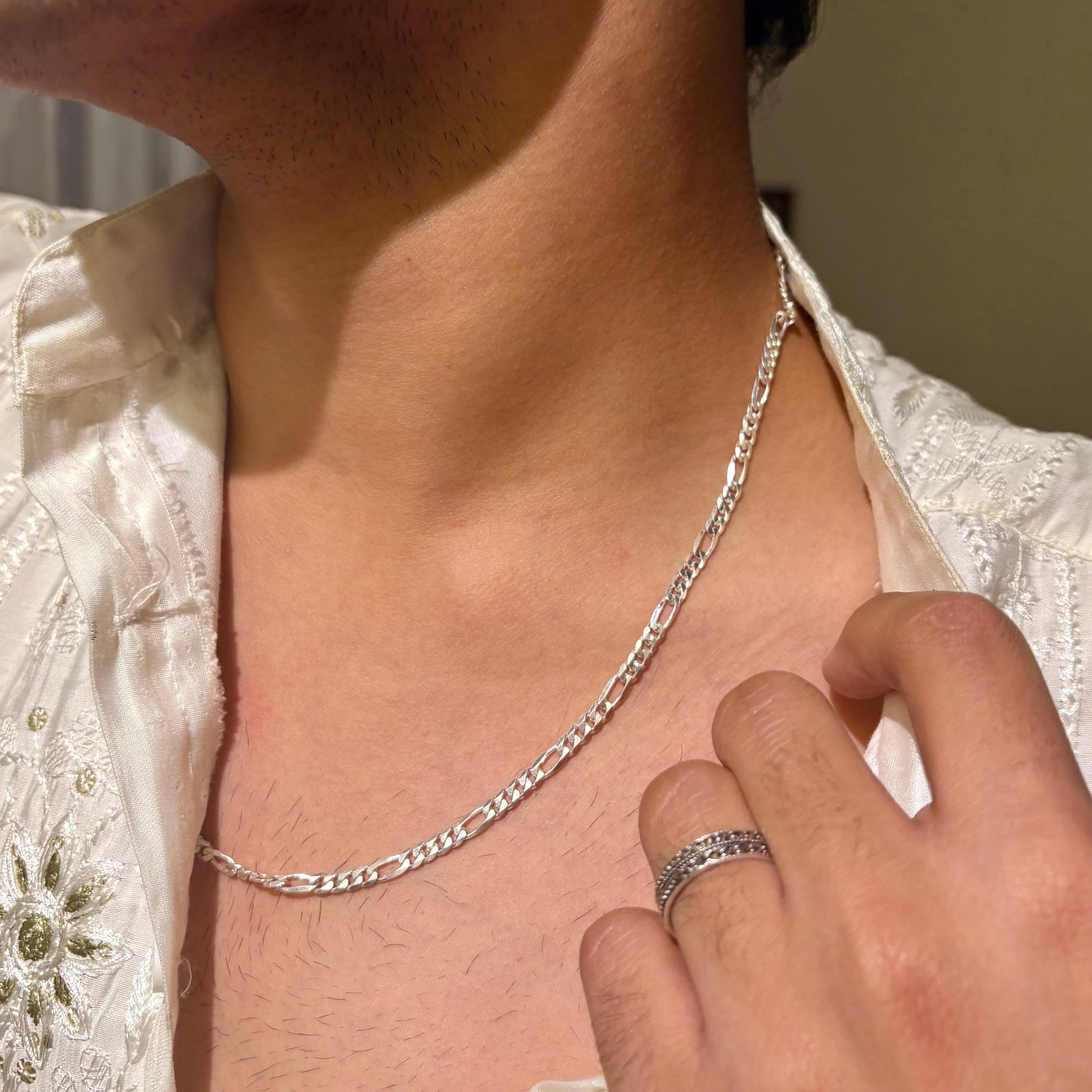 925 Sterling Silver Figaro Chain for Men